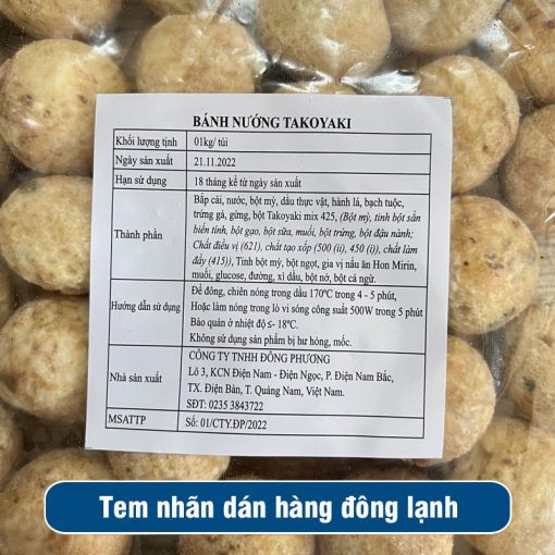 tem nhãn thực phẩm đông lạnh